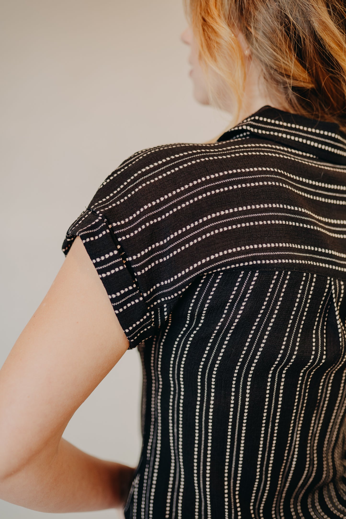 Blu Pepper | Striped Collared Top | Black