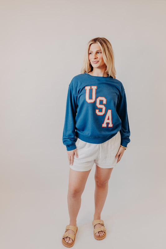 Z Supply | Americana Boyfriend Sweatshirt | True Navy
