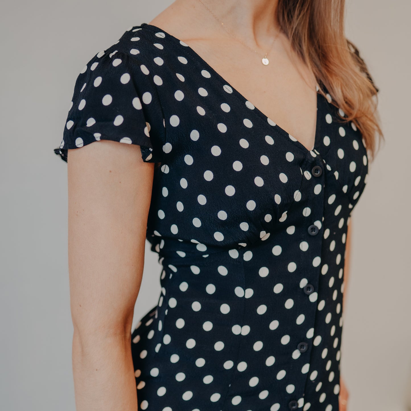 Blu Pepper | Polka Dot Midi Dress | Black