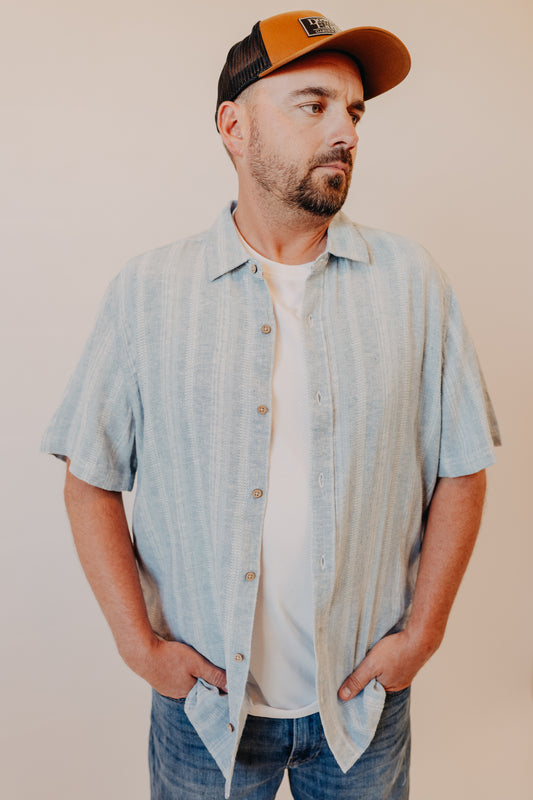 Flag & Anthem | Oceanside Linen Blend Shirt | Lt Blue