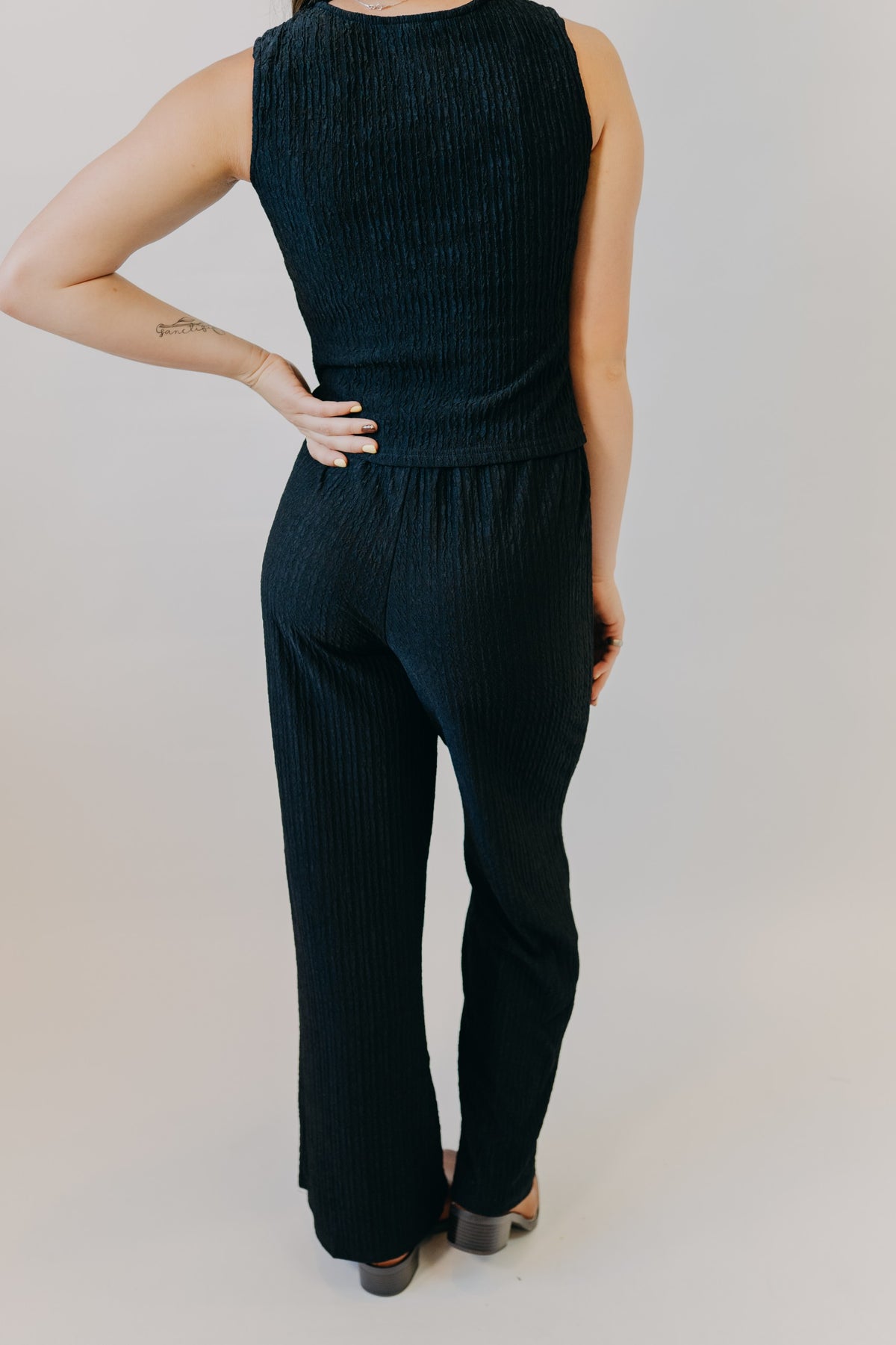 Blu Pepper | Textured Knit Lounge Pants | Black