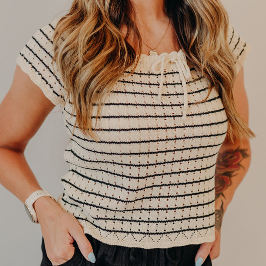 Doe & Rae | Vintage Inspired Striped Top | Cream