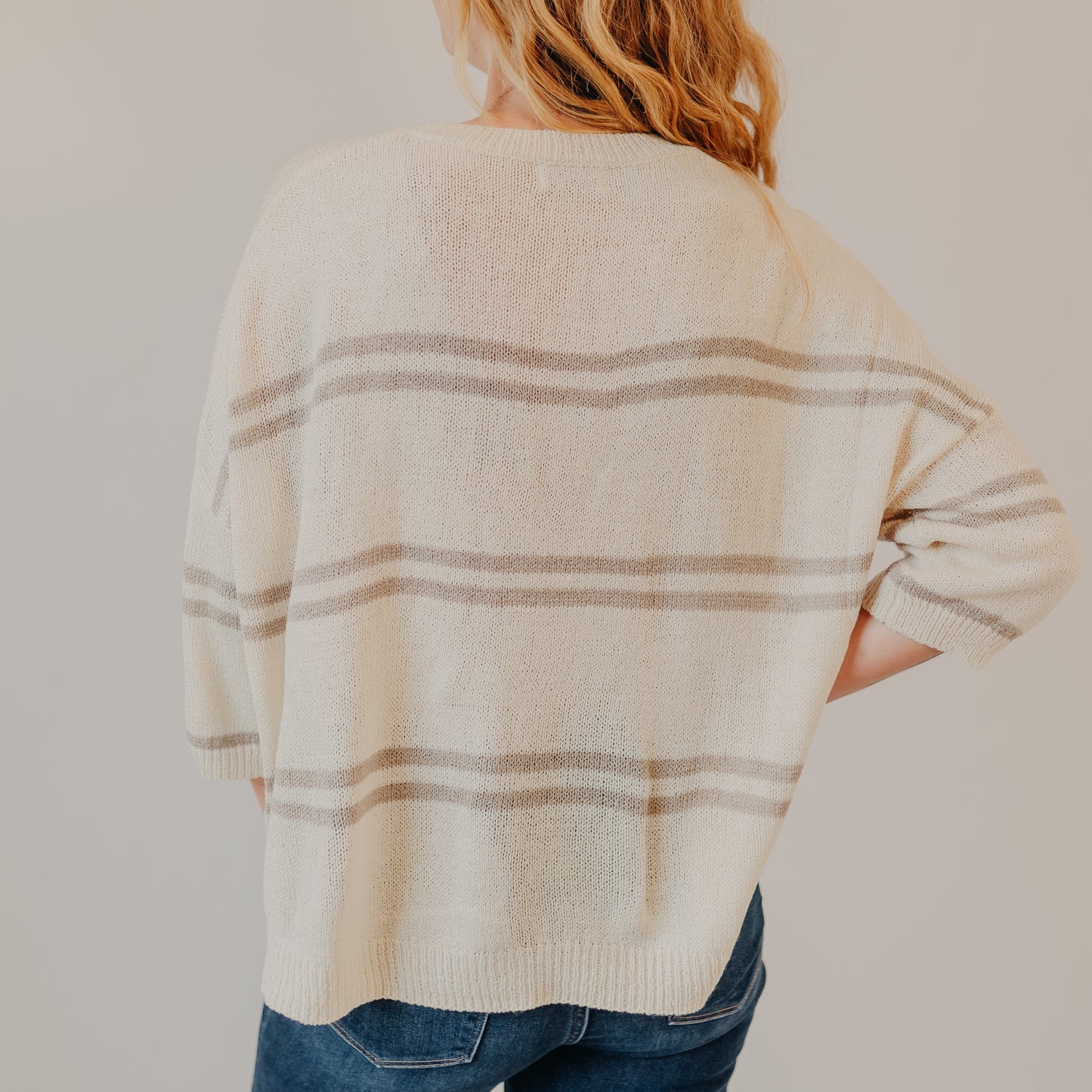 Be Cool | Drop Shoulder Striped Sweater | Natural