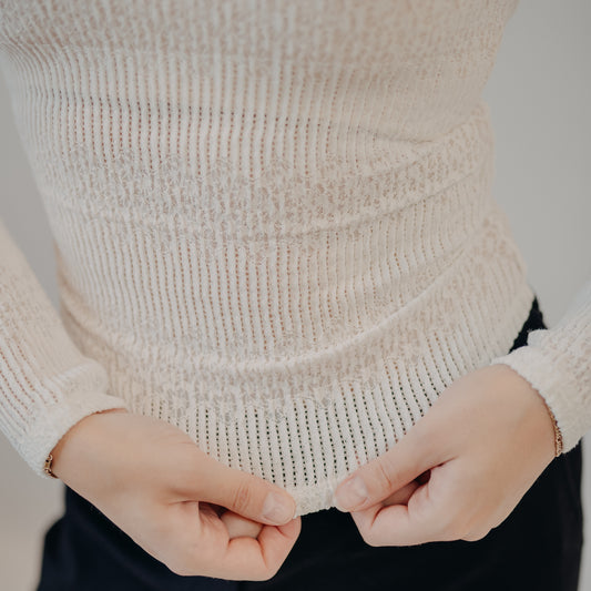 Blu Pepper | Boat Neck Crochet Top | White