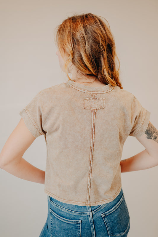 Blu Pepper | Washed Extended Shoulder Top | Brown