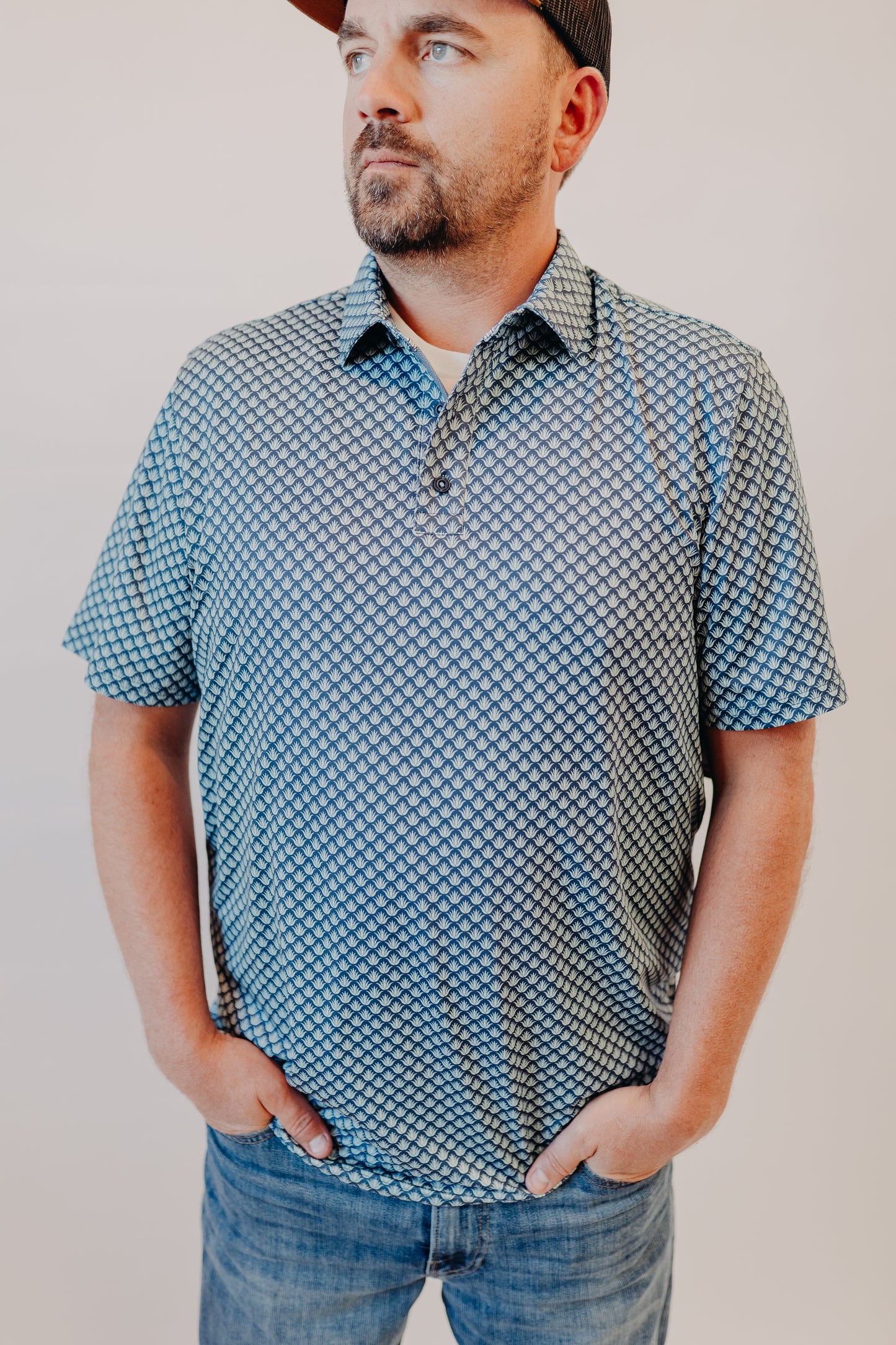 Flag & Anthem | Fridley Agave Print Polo | Navy Combo