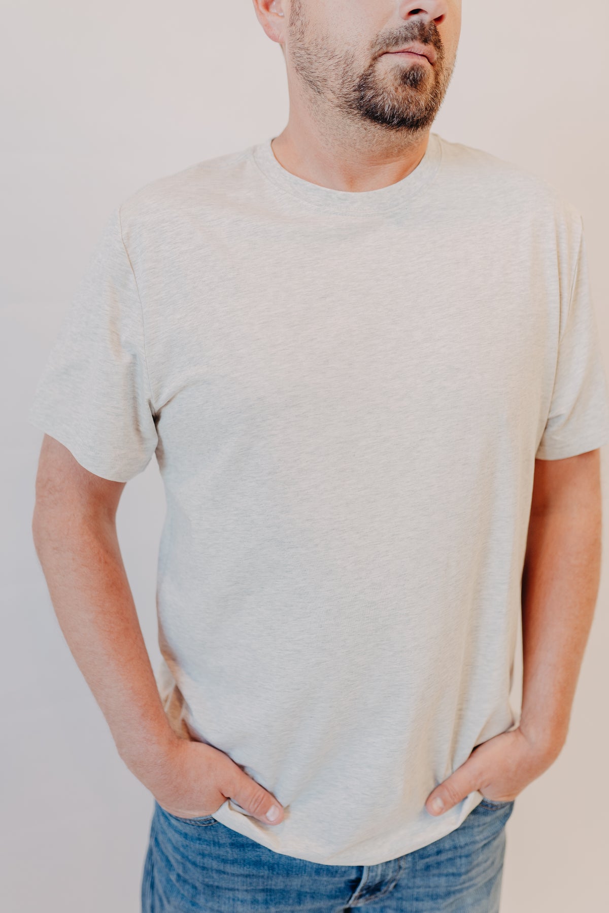Flag & Anthem | Essential Stretch Crew Tee | Lt Grey Heather