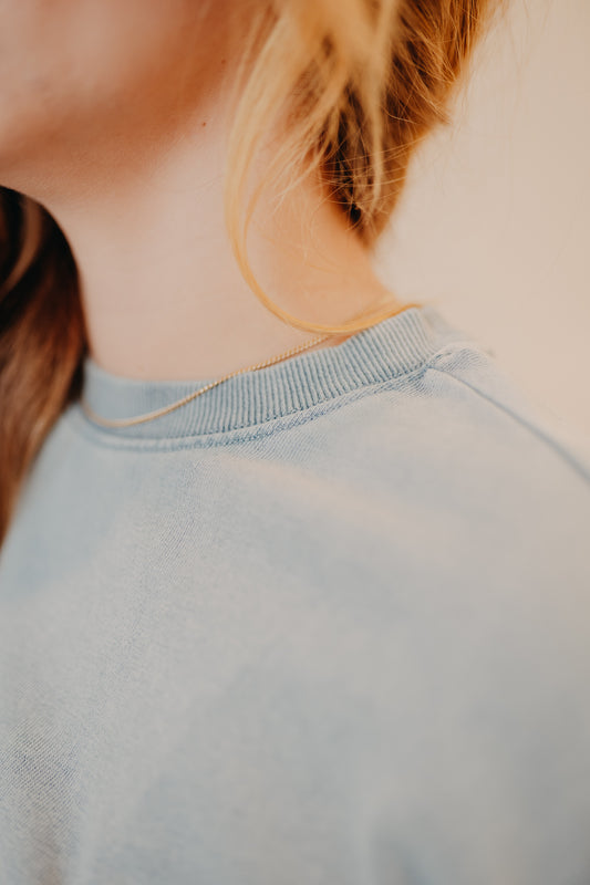 Z Supply | Boyfriend Denim Sweatshirt | Ocean Air Indigo