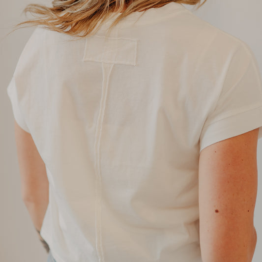 Blu Pepper | Washed Extended Shoulder Top | White