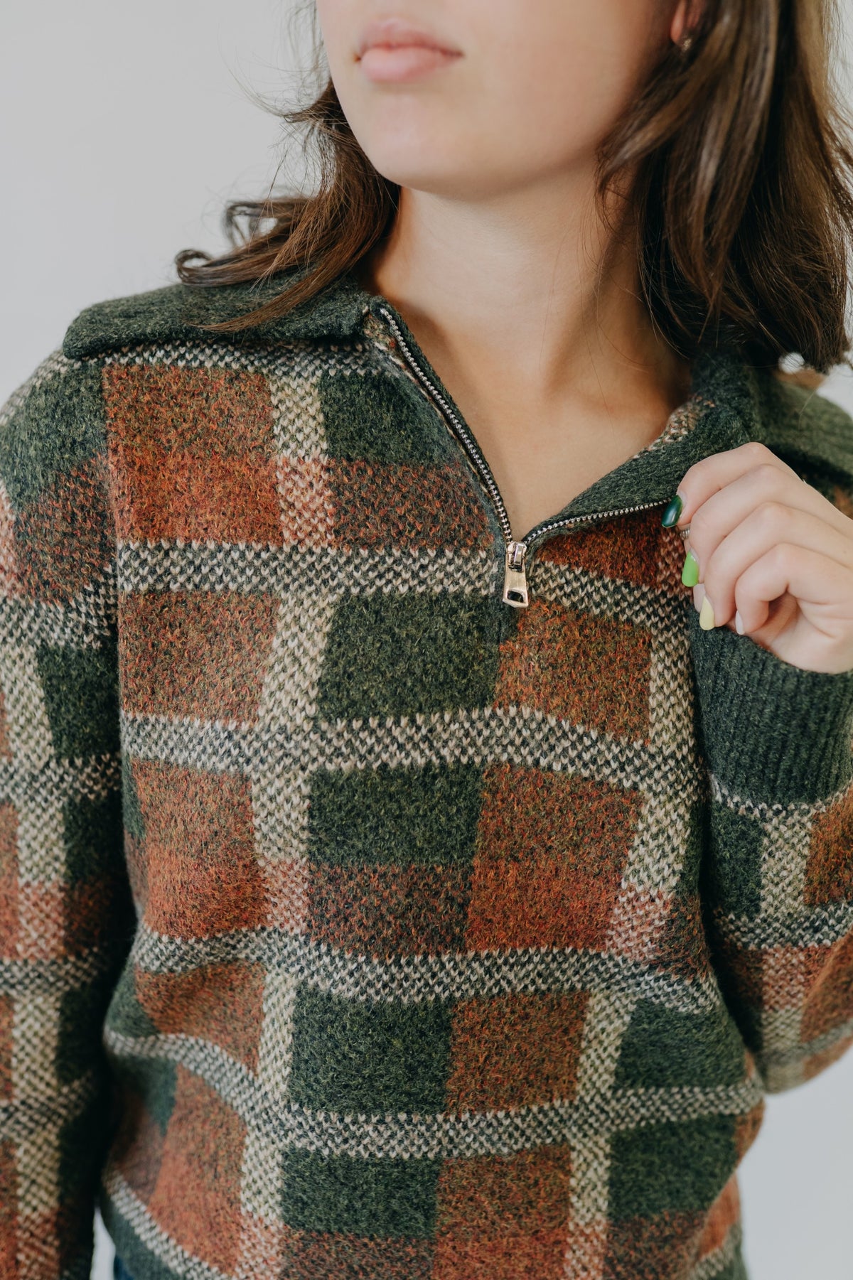 Staccato | Check Jacquard Pullover | Olive