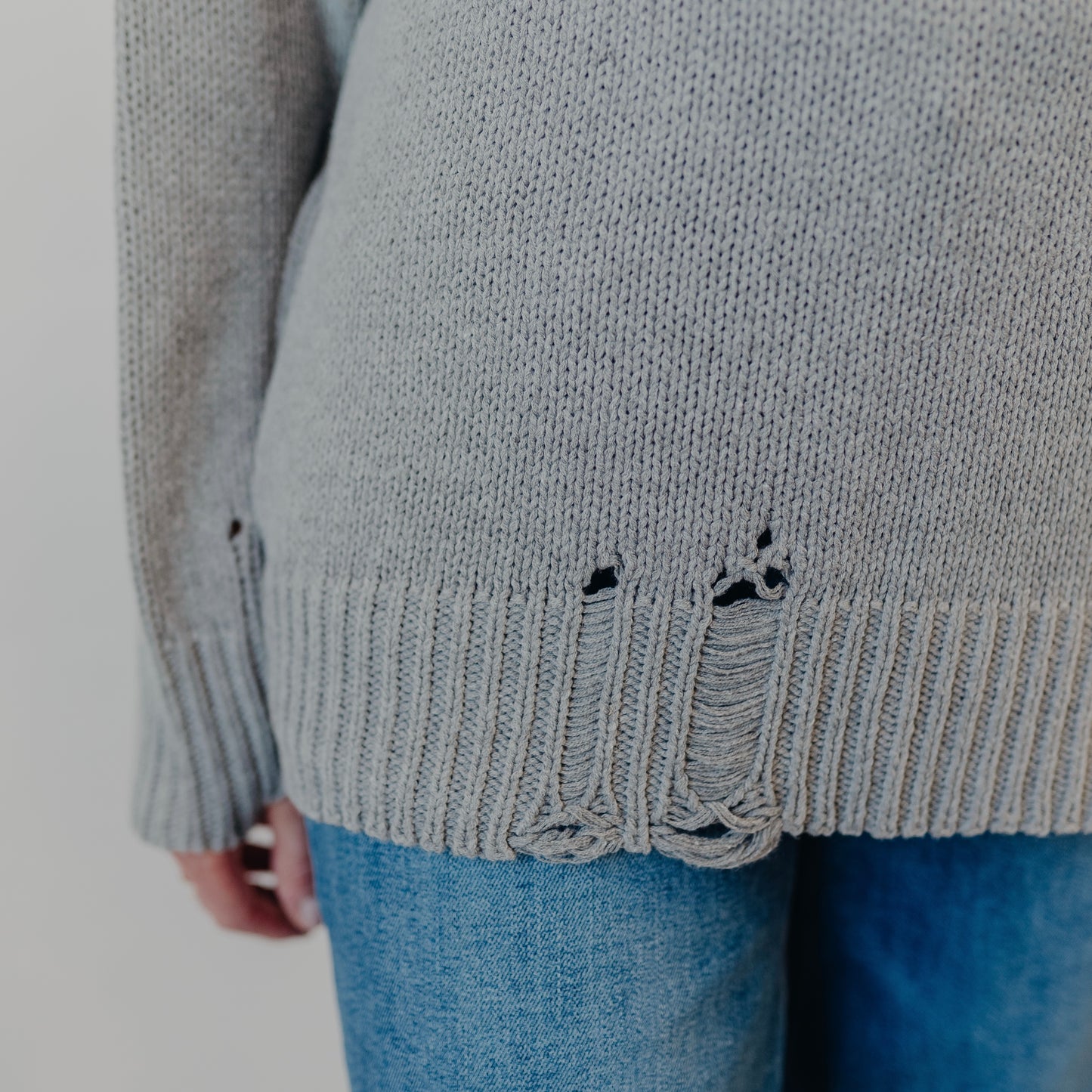 Blu Pepper | Distressed Varsity Top | Grey