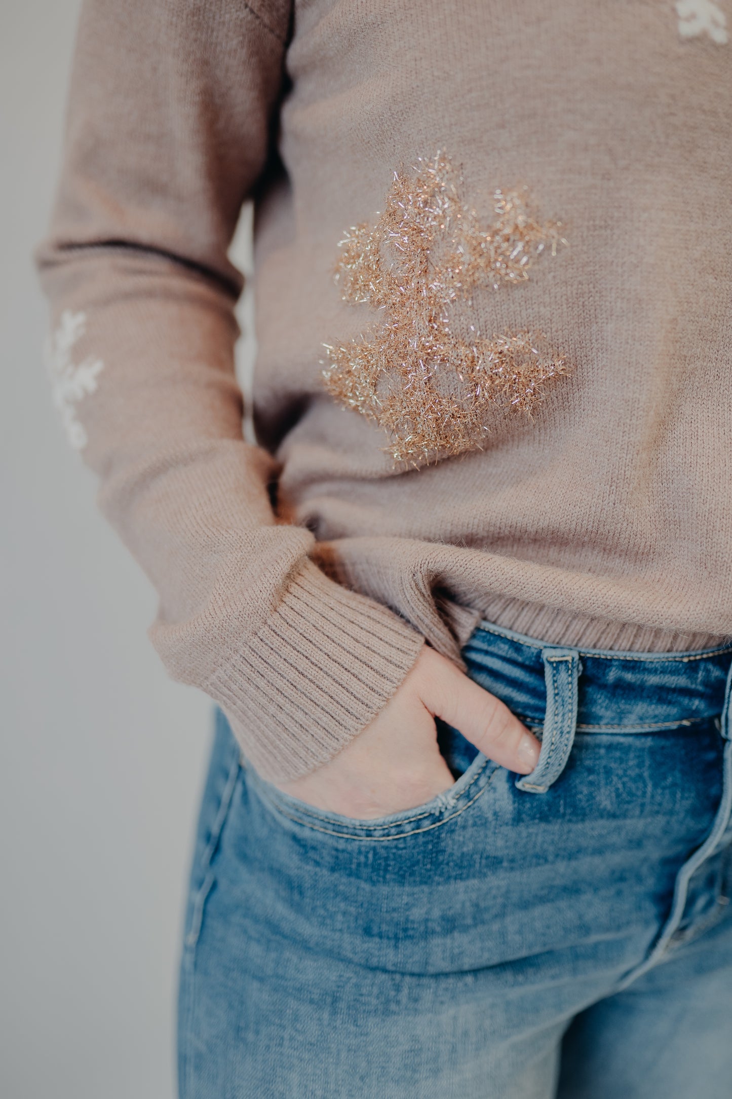 Staccato | Winter Snowflake Holiday Pullover | Mocha