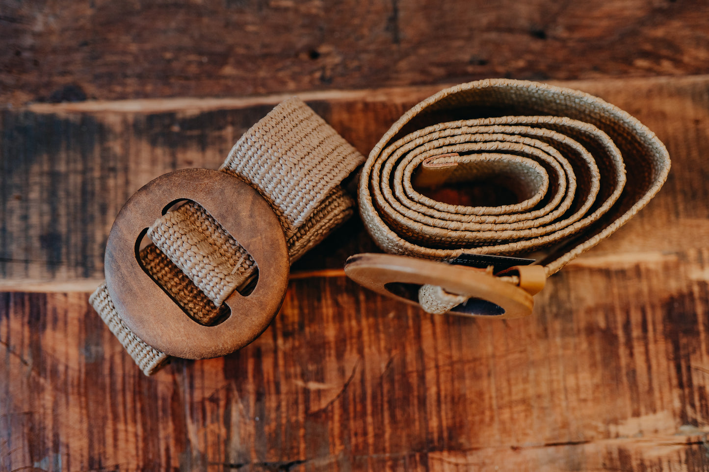 Accity | Wooden Buckle Straw Belt