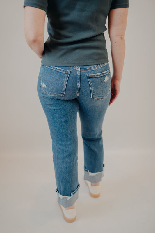 Vervet | High Rise Cuffed Straight | Daphne