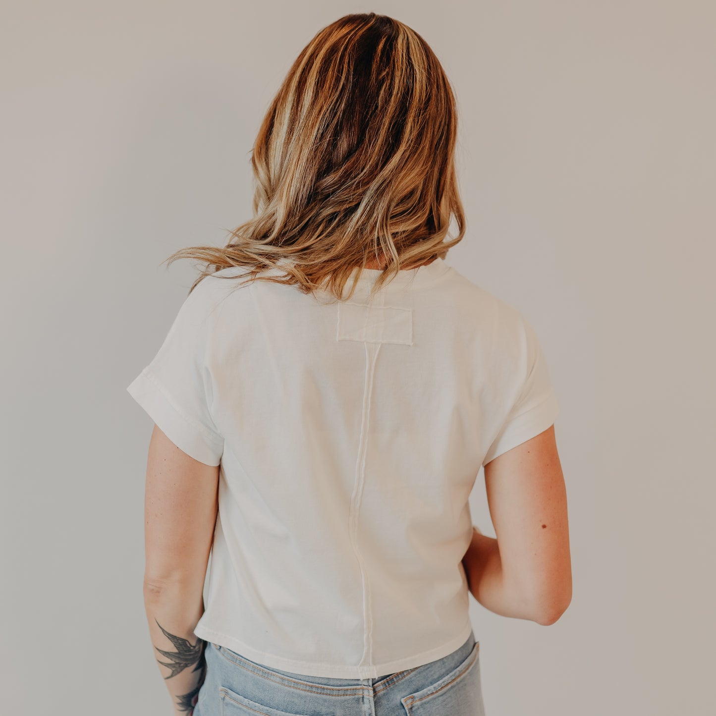 Blu Pepper | Washed Extended Shoulder Top | White