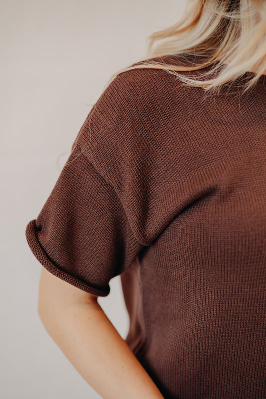 Wishlist | Raw Edge Sweater Top | Espresso