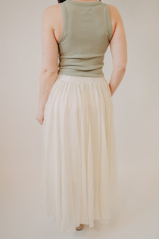 Fun2Fun | Crinkle Woven Maxi Skirt | Cream