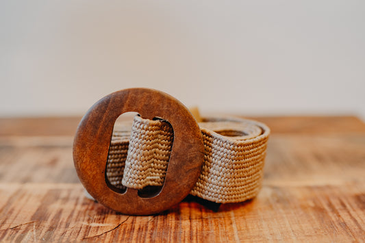 Accity | Wooden Buckle Straw Belt