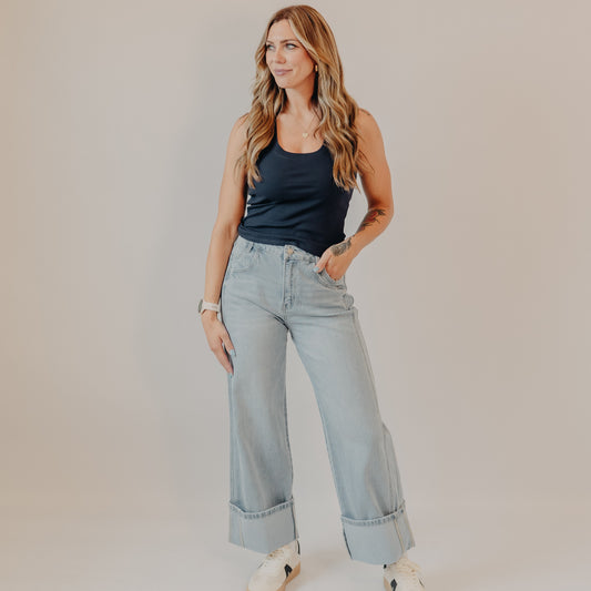 Vervet | Super High Rise Cuffed Baggy Wide | Streamlined