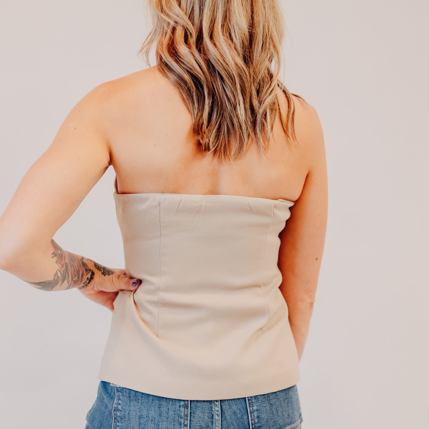 Sweetheart Neck Button Down Top | Taupe