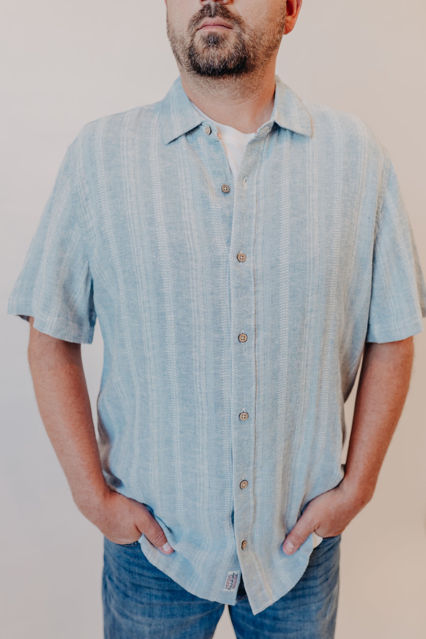 Flag & Anthem | Oceanside Linen Blend Shirt | Lt Blue