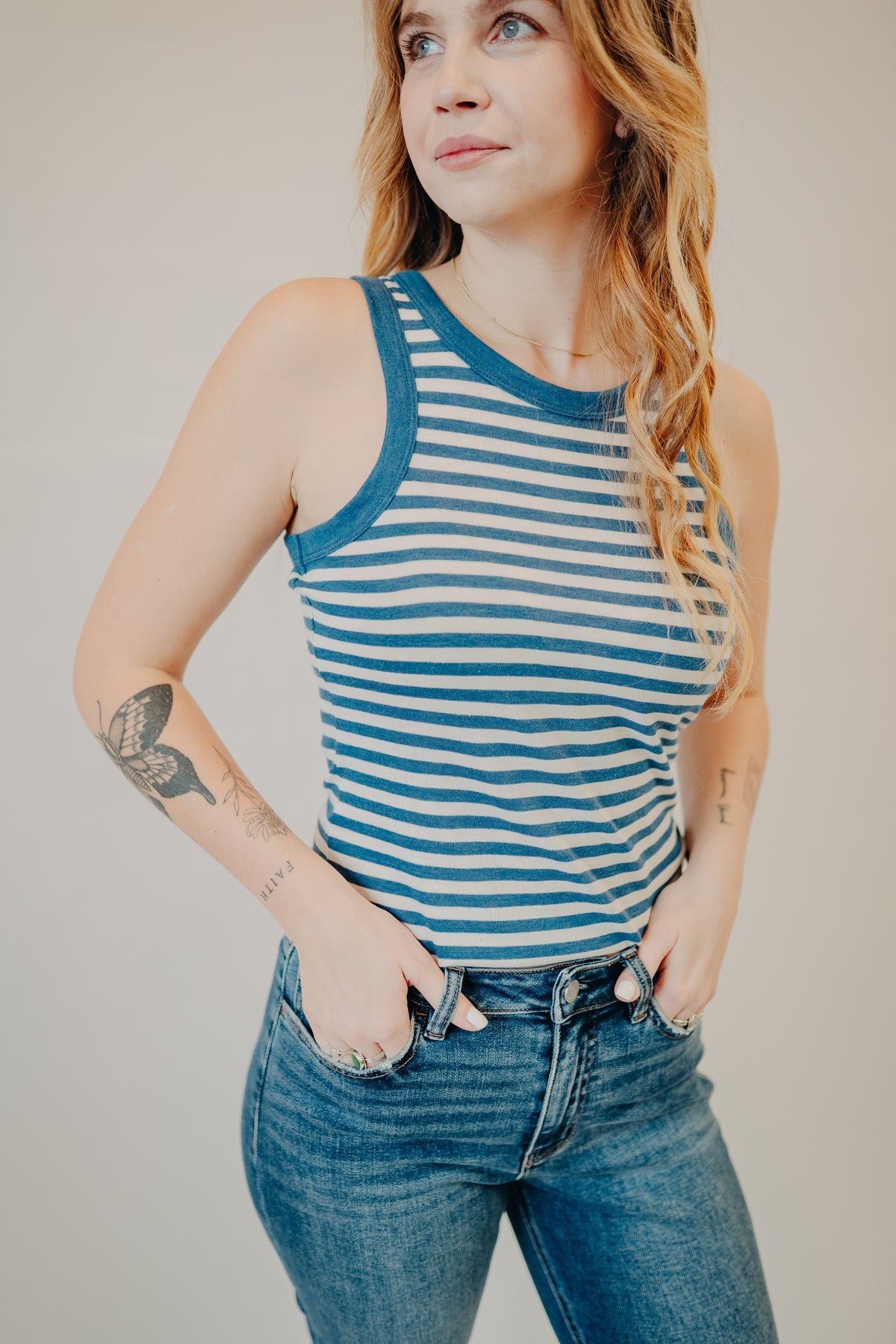 Z Supply | Select Striped Tank | Calypso Blue Indigo
