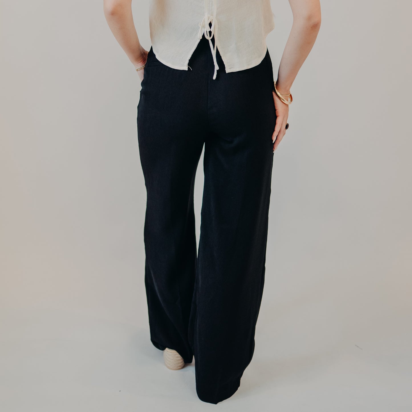 Blu Pepper | High Waist Wide Leg Pleated Dress Pant | Black