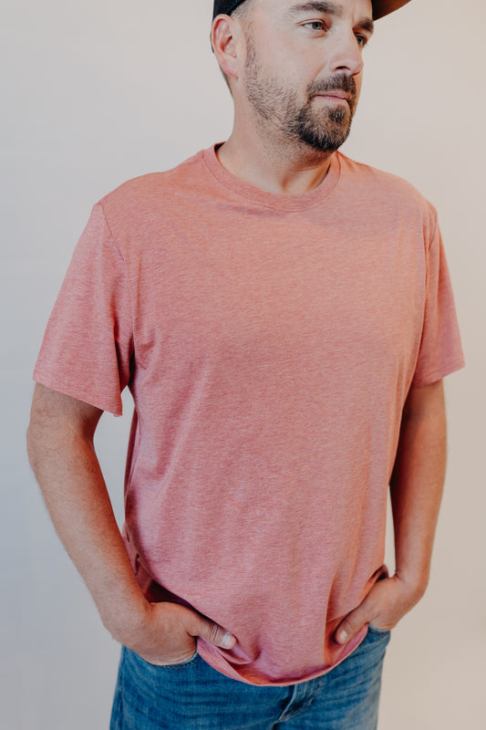 Flag & Anthem | Essential Stretch Crew Tee | Coral Heather