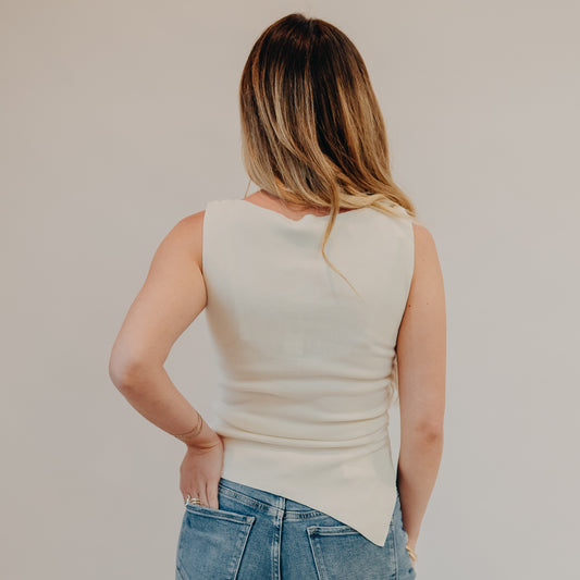 Blu Pepper | Asymmetrical Hem Top | Cream