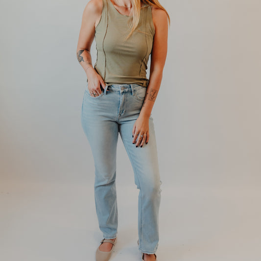 Flying Monkey | High Rise Seamless Waist Distressed Hem | Well-Connected