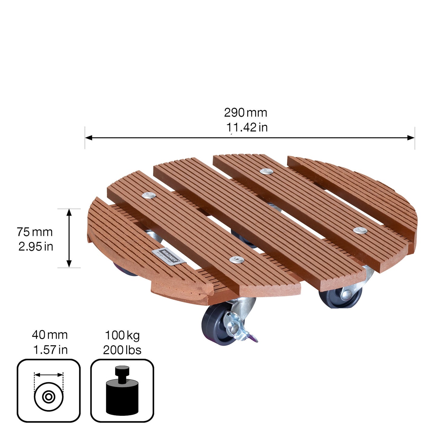 11.4" Terra Cotta Round WPC Plant Caddy