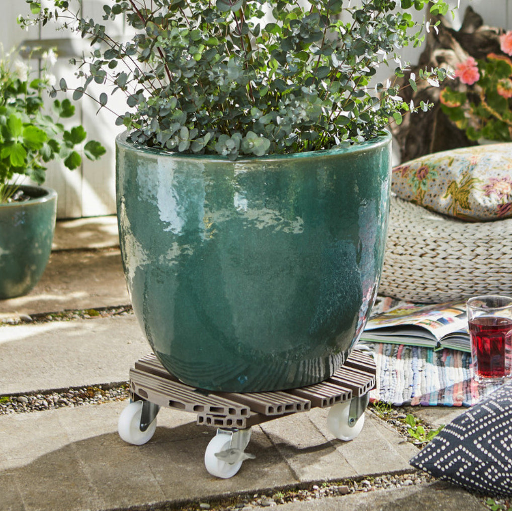 15.1" Taupe Round WPC Plant Caddy