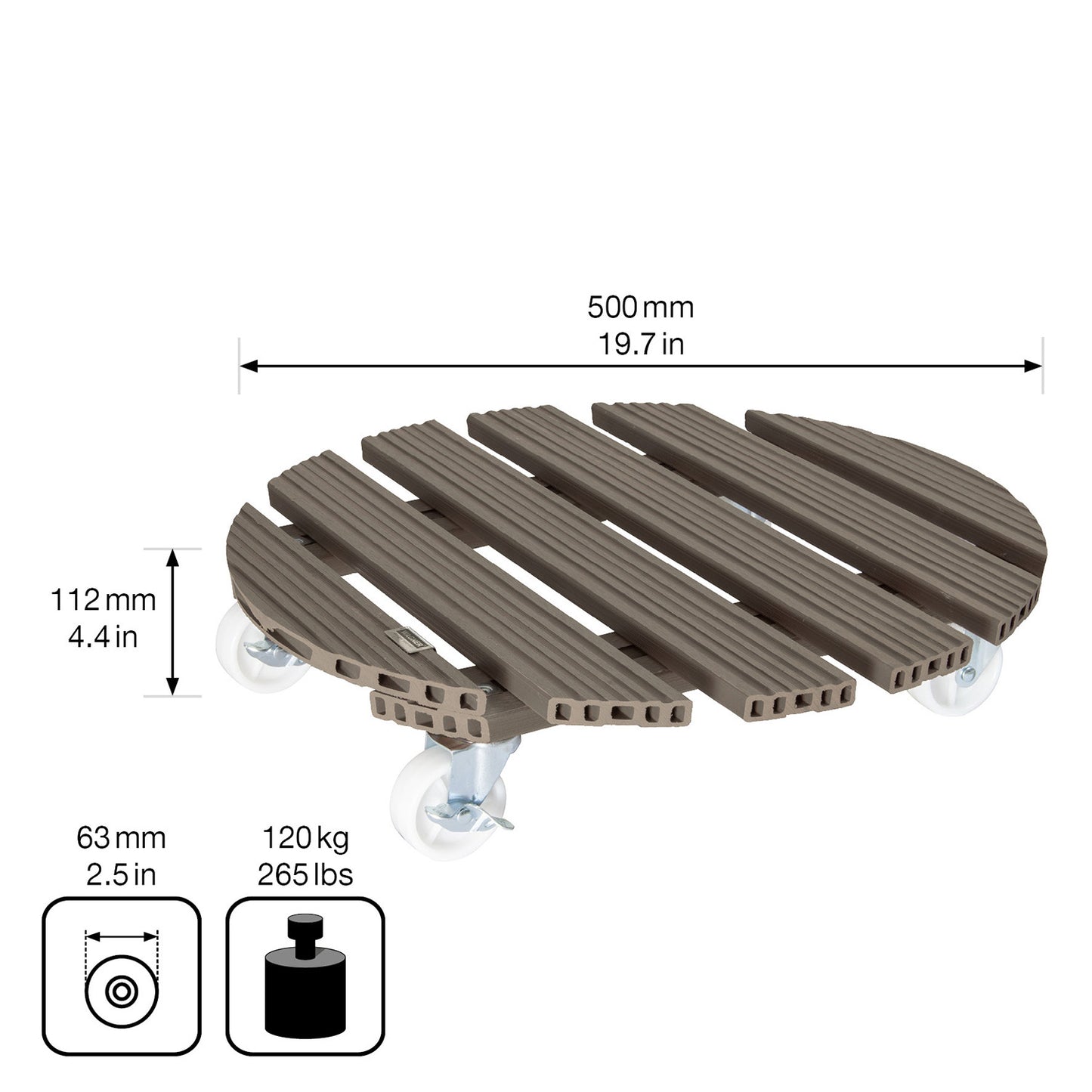 20" Taupe Round WPC Plant Caddy