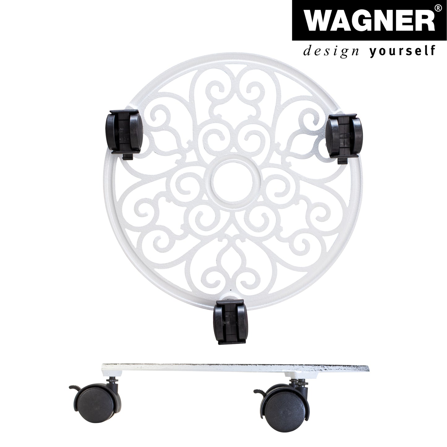 11.4" White Round Cast Iron Plant Caddy