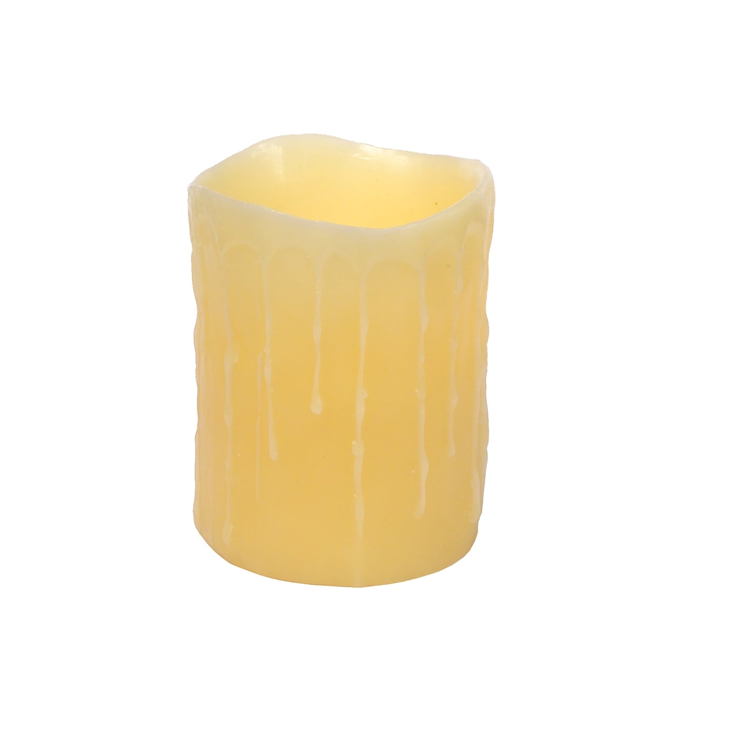 LED Wax Dripping Pillar Candle (Set of 3) 4"Dx5"H Wax/Plastic - 2 D Batteries Not Incld.