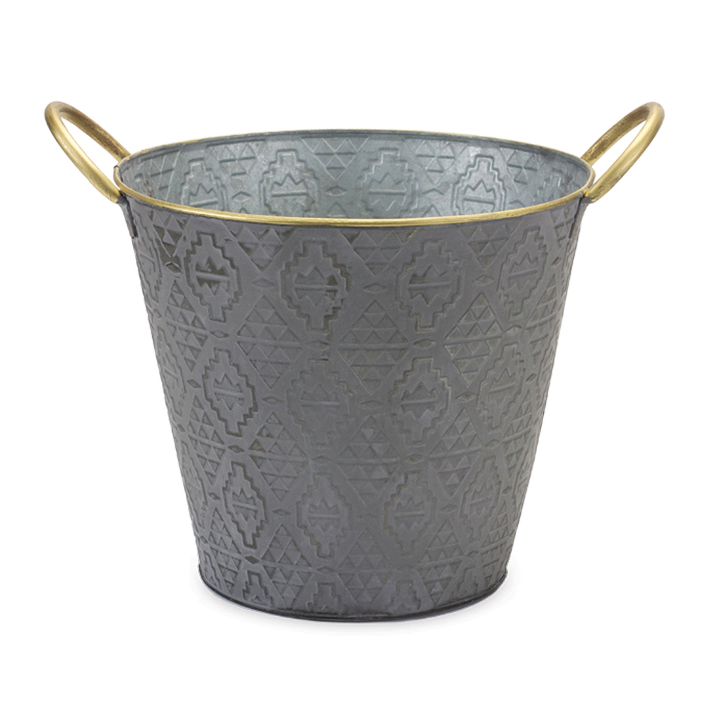 Metal Aztec Pail Planter (Set of 3)