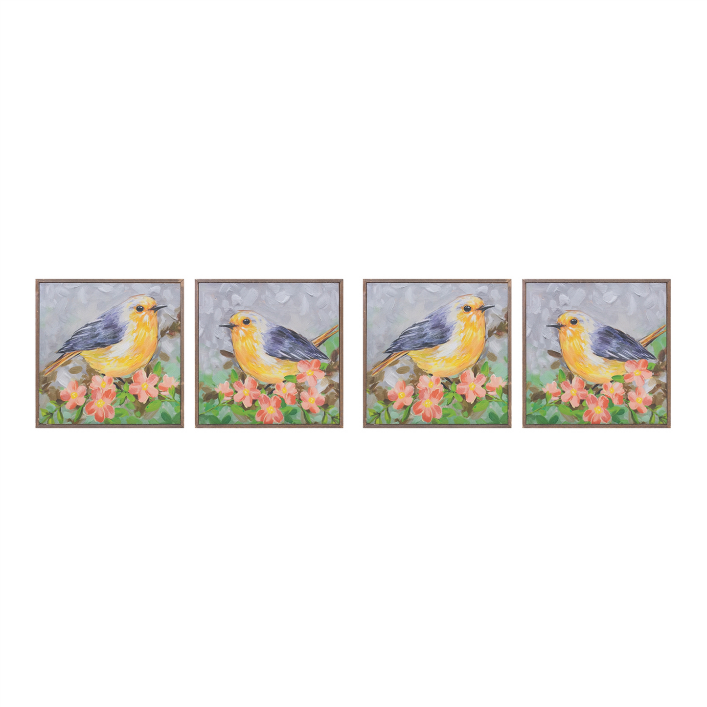 Bird Block (Set of 4) 10”SQ Wood/Canvas