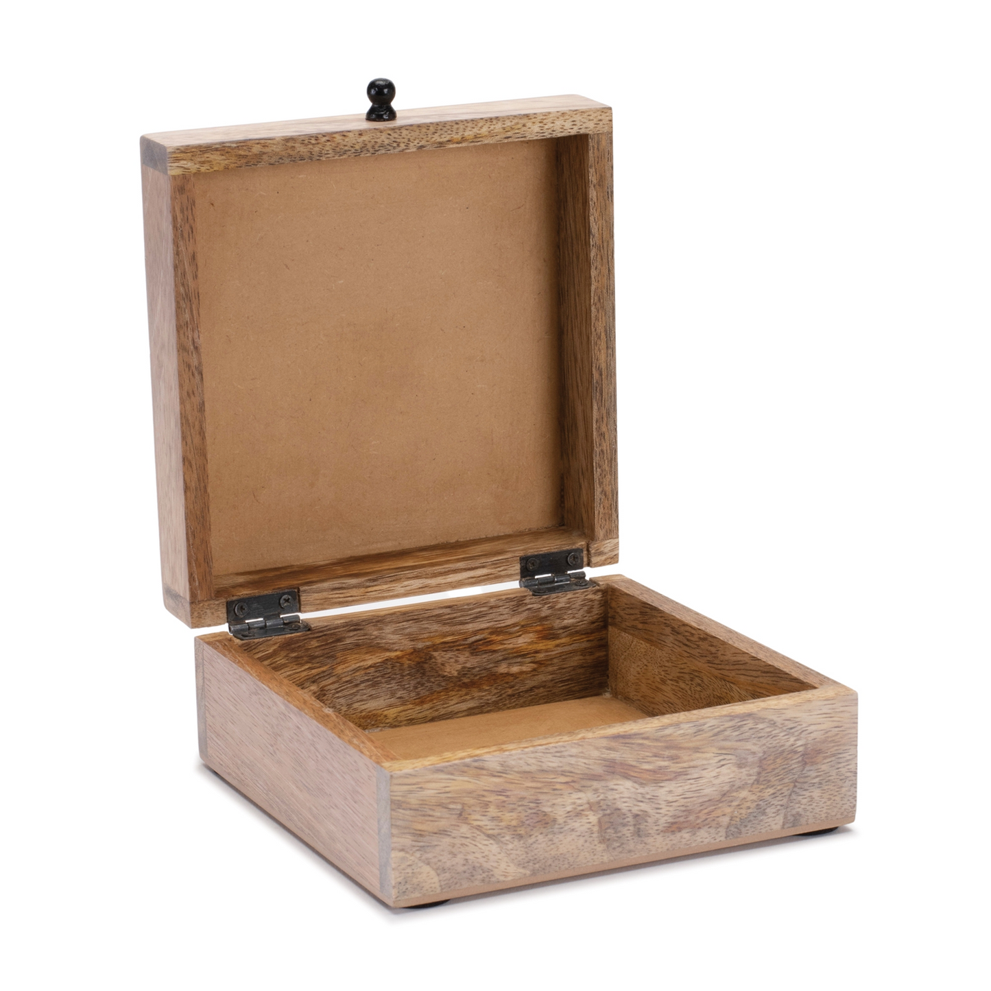 Mango Wood Box with Art Deco Lid 6.5"W