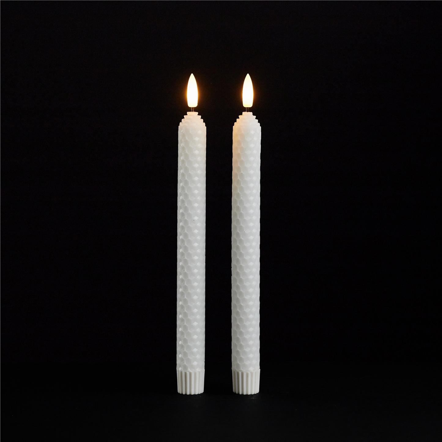 FIA Wick White Textured Taper Candle (Set of 2)