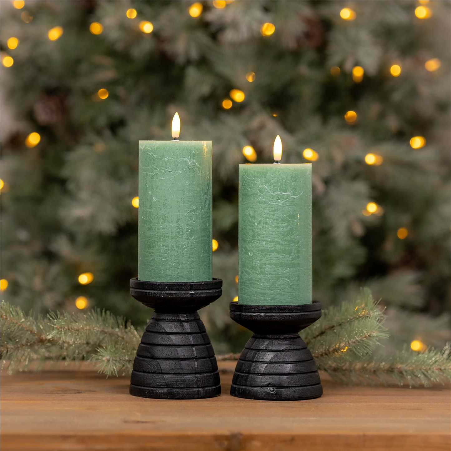 FIA Wick Green Pillar Candle (Set of 2)