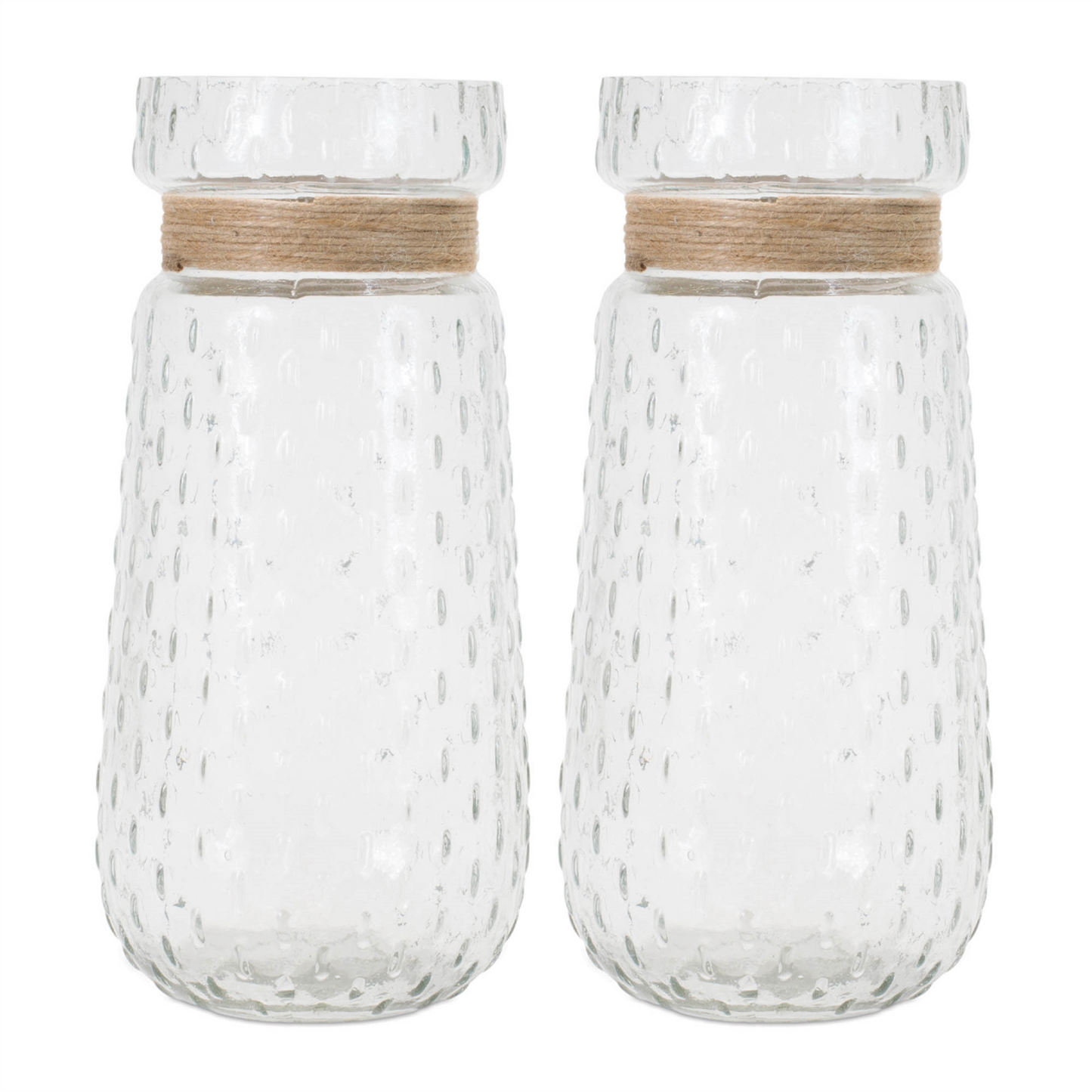 Texture Glass Vase with Jute Accent (Set of 2)