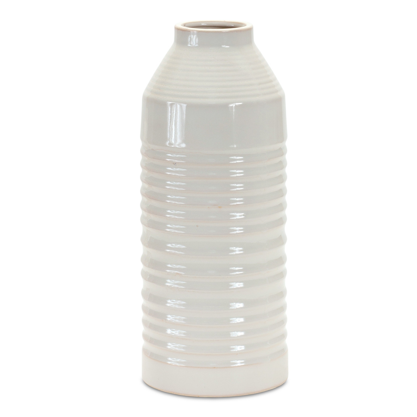 Modern Ribbed Terra Cotta Vase 14"H