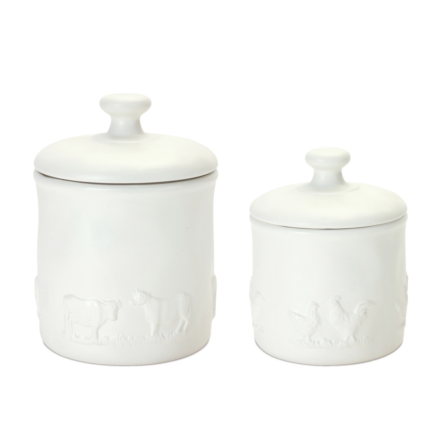 Ceramic Farm Animal Canister (Set of 2)