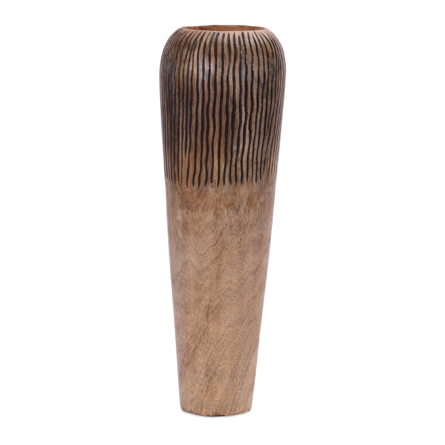 Carved Mango Wood Vase 18"H