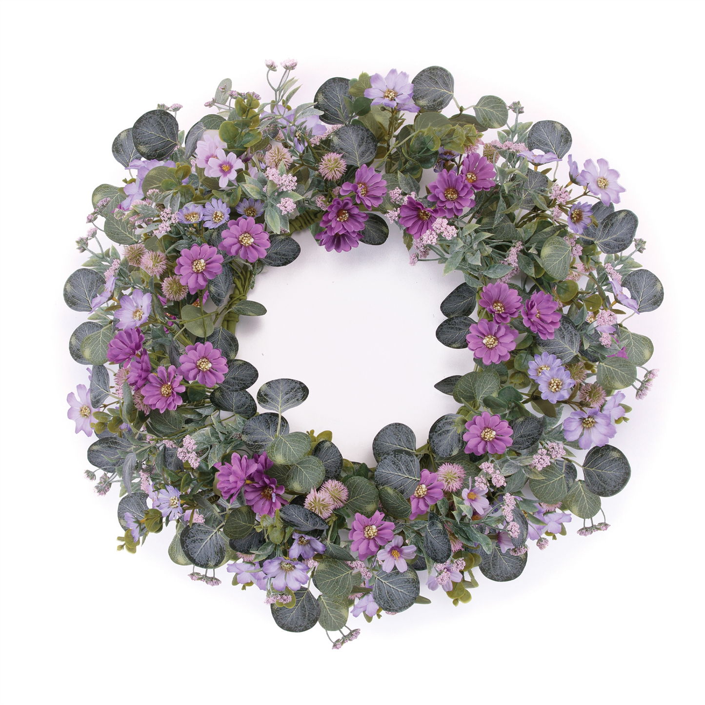 Mixed Daisy Floral and Thistle Wreath 22"D
