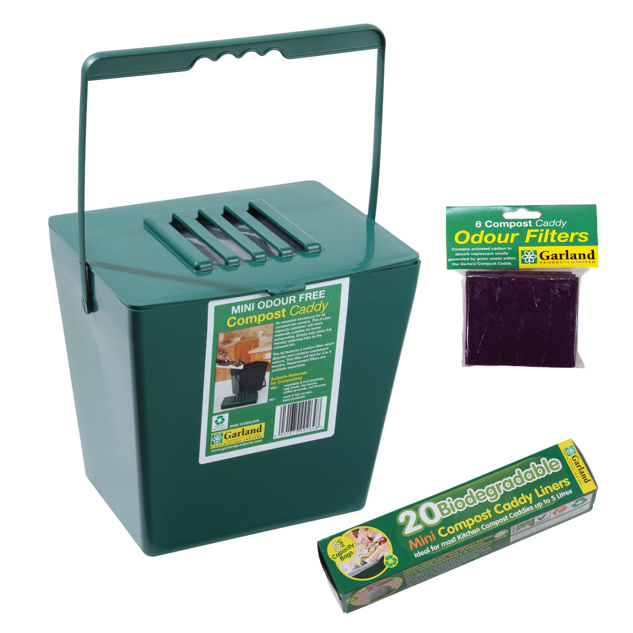 Mini Compost Caddy w/Repl Filters and Biodegradable Bags
