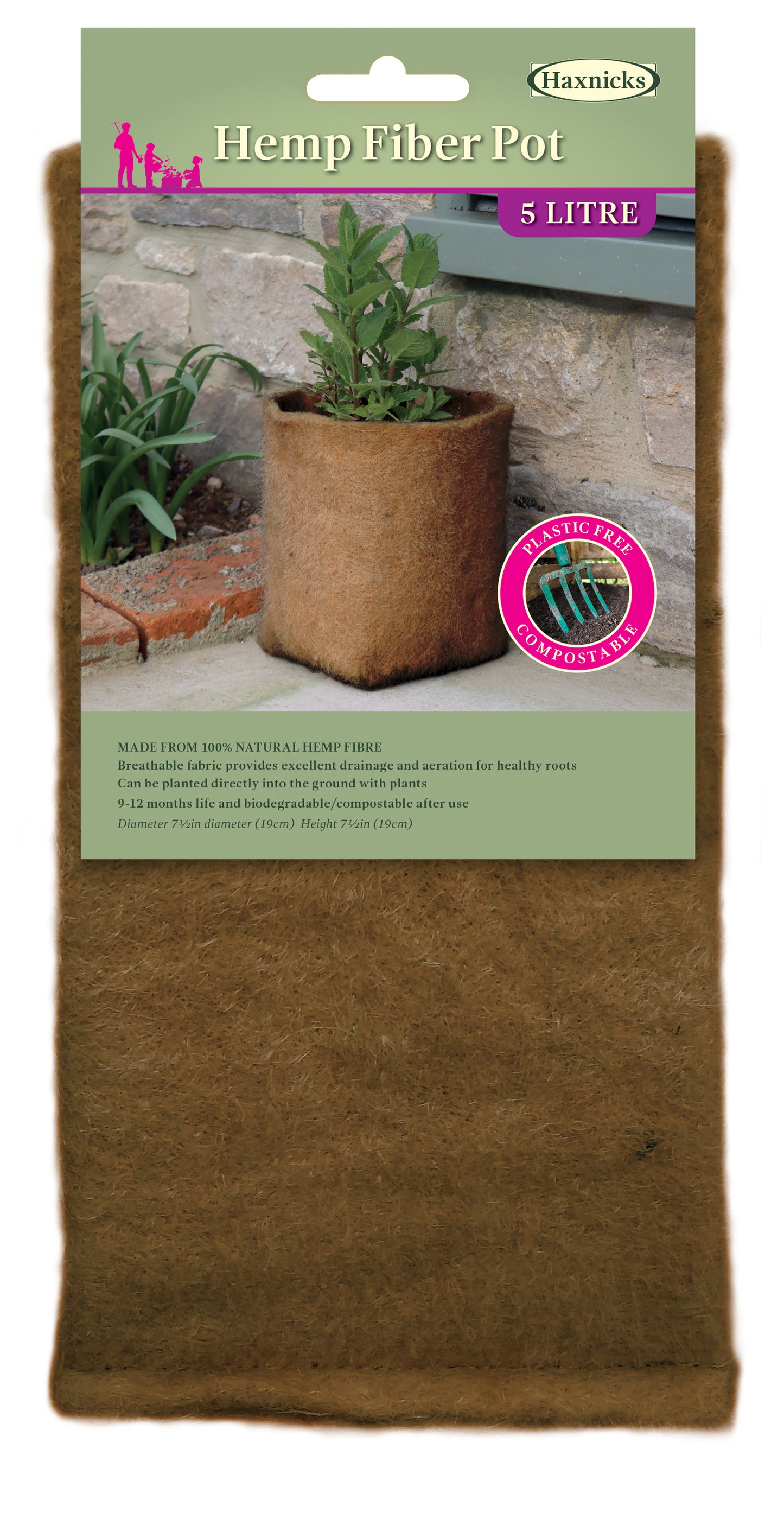1.3 gal. 5L Hemp Fiber Pot