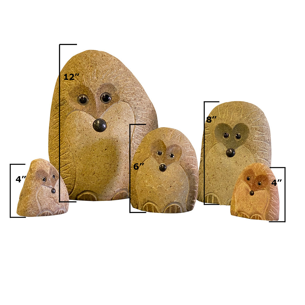 Family of Boulder Standing Hedgehogs 5 Pcs 4"x26"8"12"
