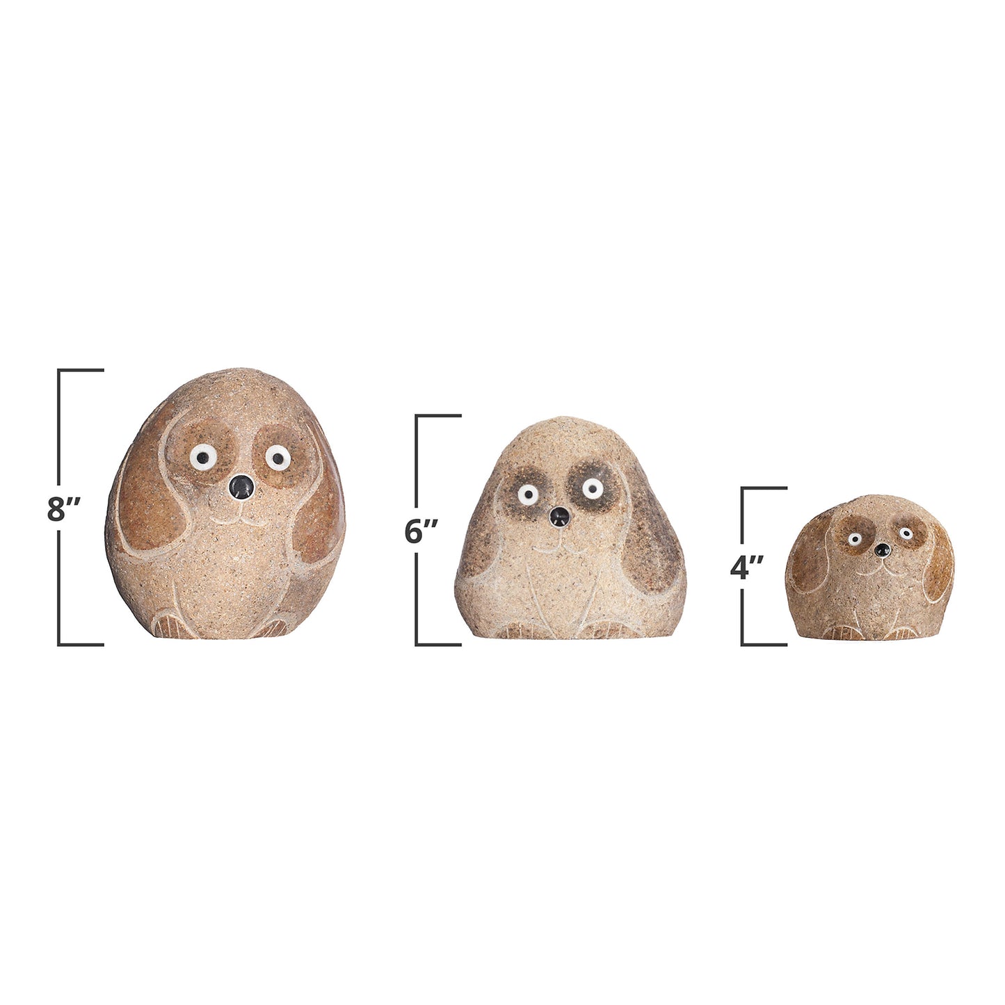 Family of Boulder Dogs 3 Pcs 4"6"8"
