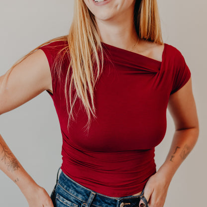 Blu Pepper | Asymmetrical Top | Deep Red